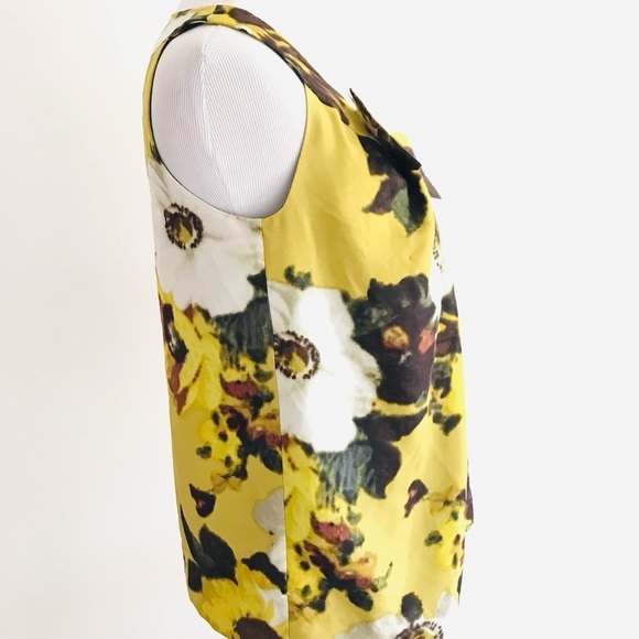 Kate Spade | Bette Silk Floral Top Womens XS Extra Small Yellow Bow Sleeve - Picture 6 of 12